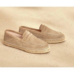 Manebi Suede Loafers Espadrilles Hamptons in Vintage Taupe